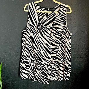 Lane Bryant zebra stripe faux silk top—business or casual